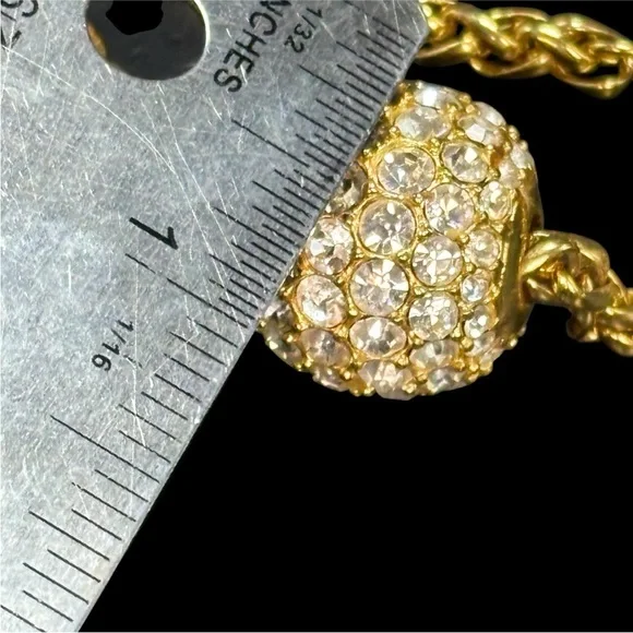 Vintage Joan Rivers Pave' Crystal Ball Necklace Foxtail Chain 30" Long Goldtone - Picture 16 of 16